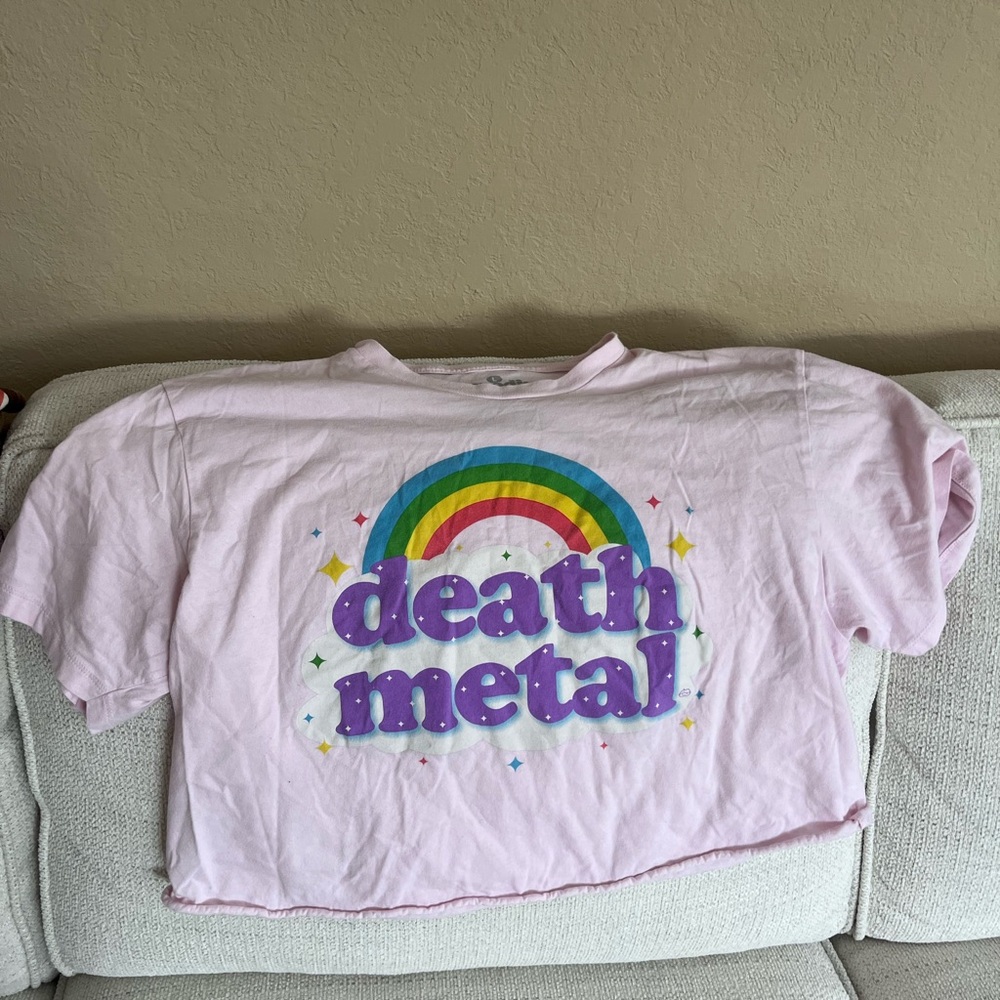 Death Metal Print Cropped Tee